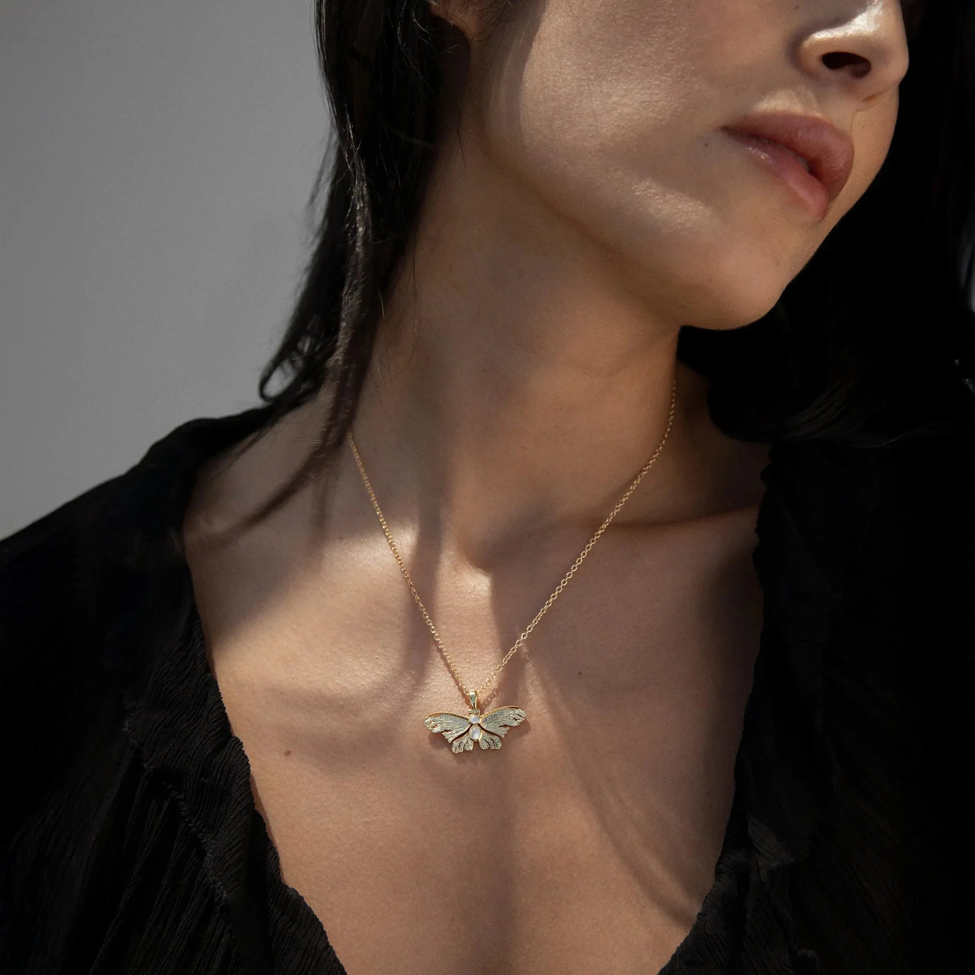 Moonstone Moth Pendant
