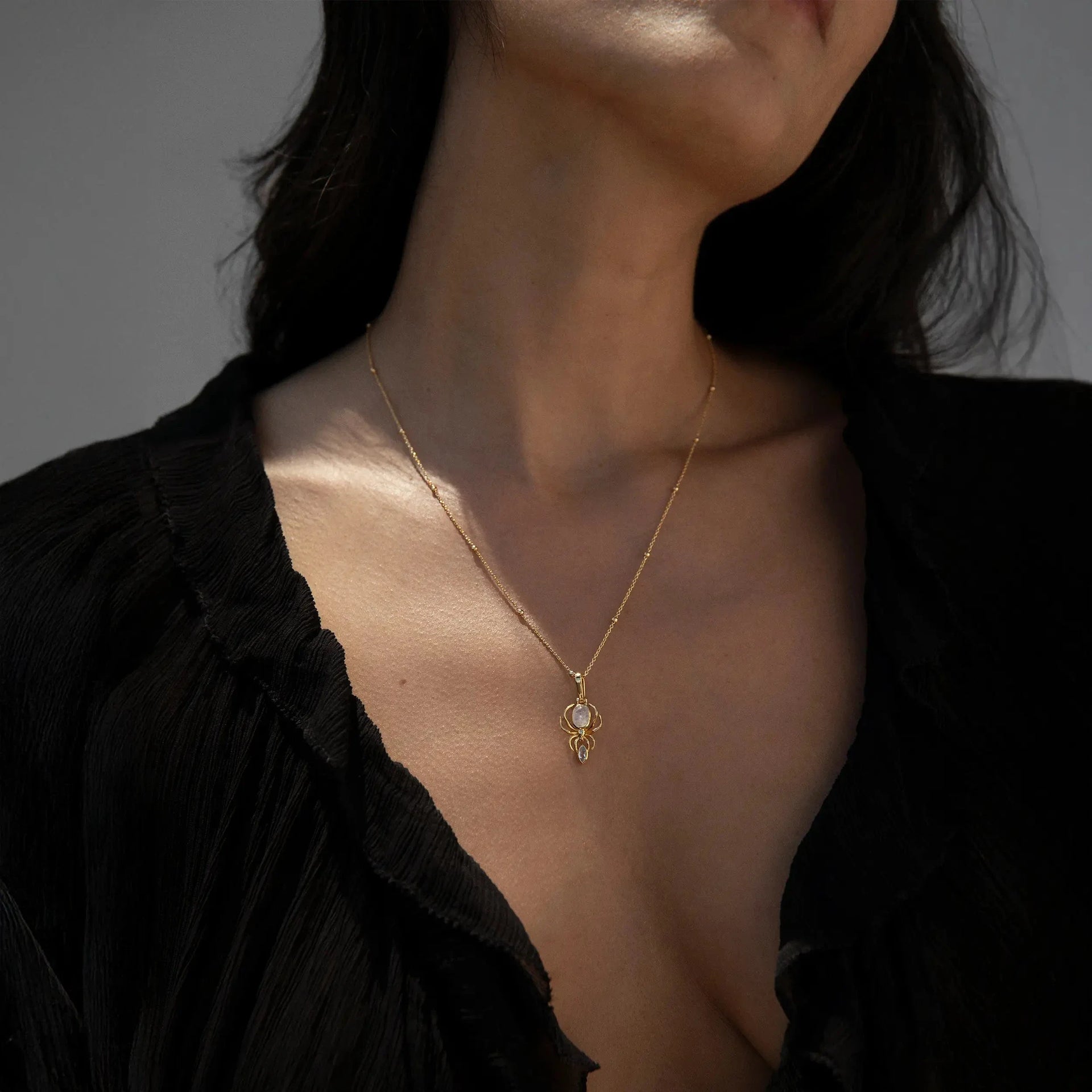 Moonstone Spider Necklace