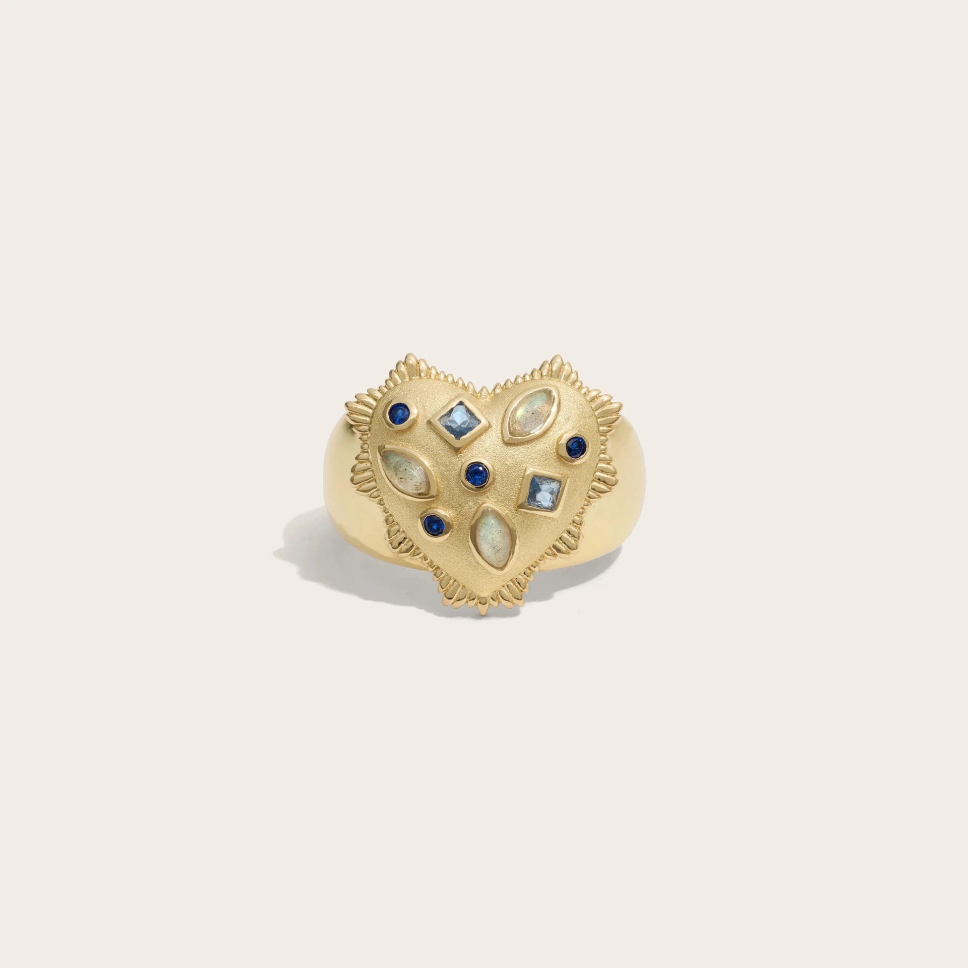 Blue Radiant Heart Ring