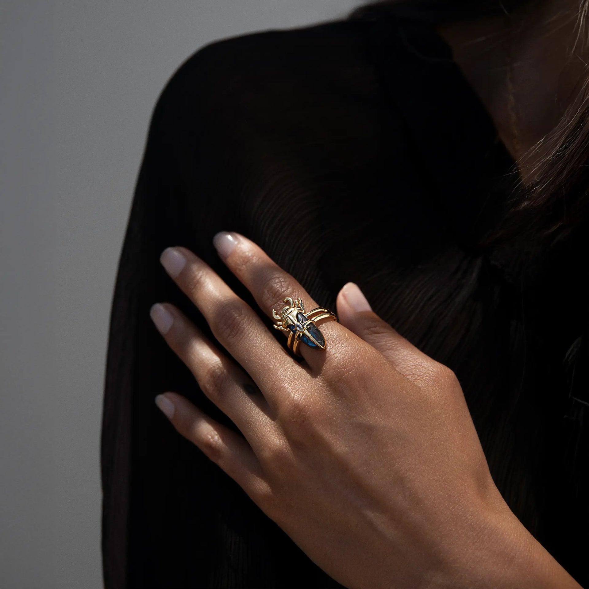 Labradorite Beetle Ring