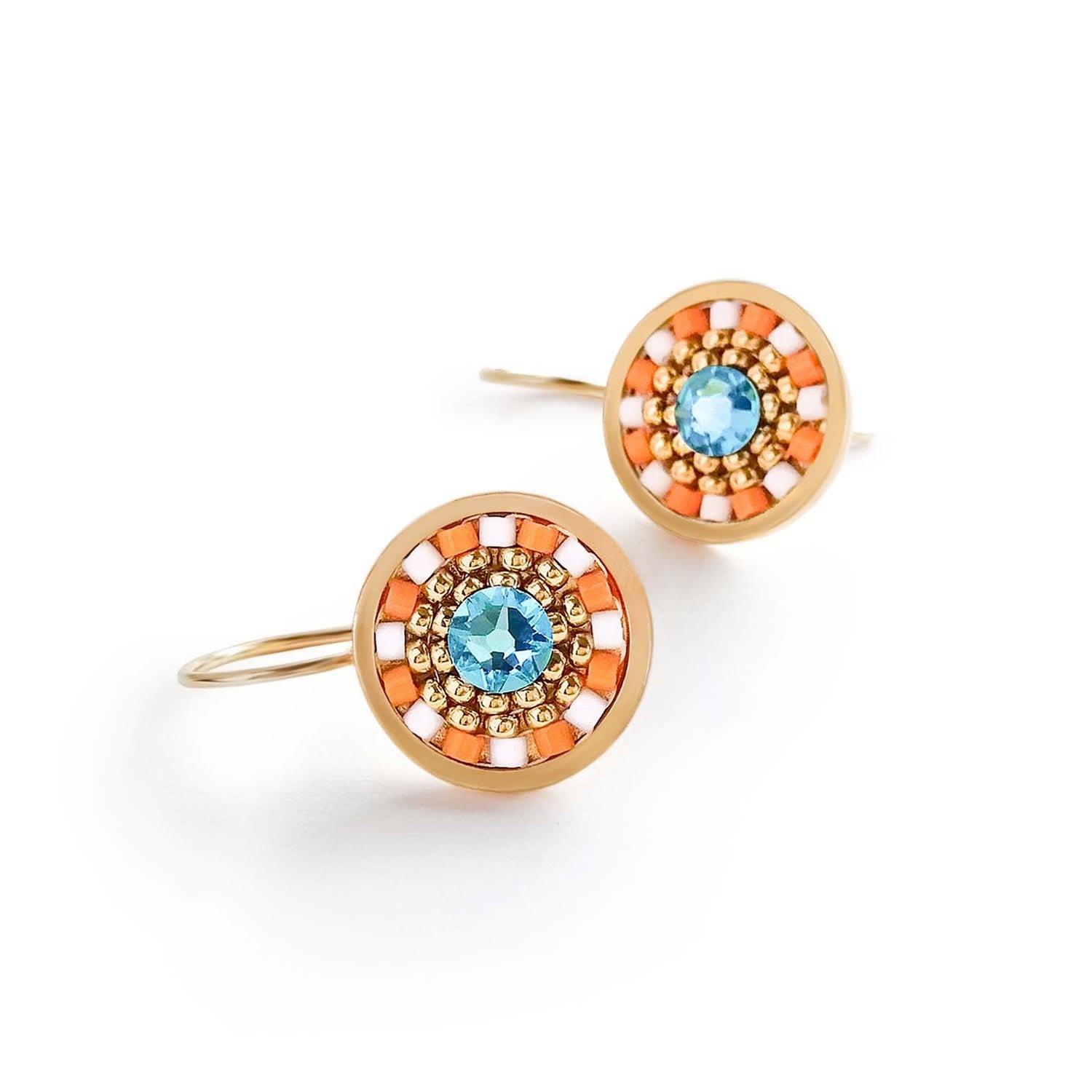 Striped Medallion Drop Earrings - Sunny Day