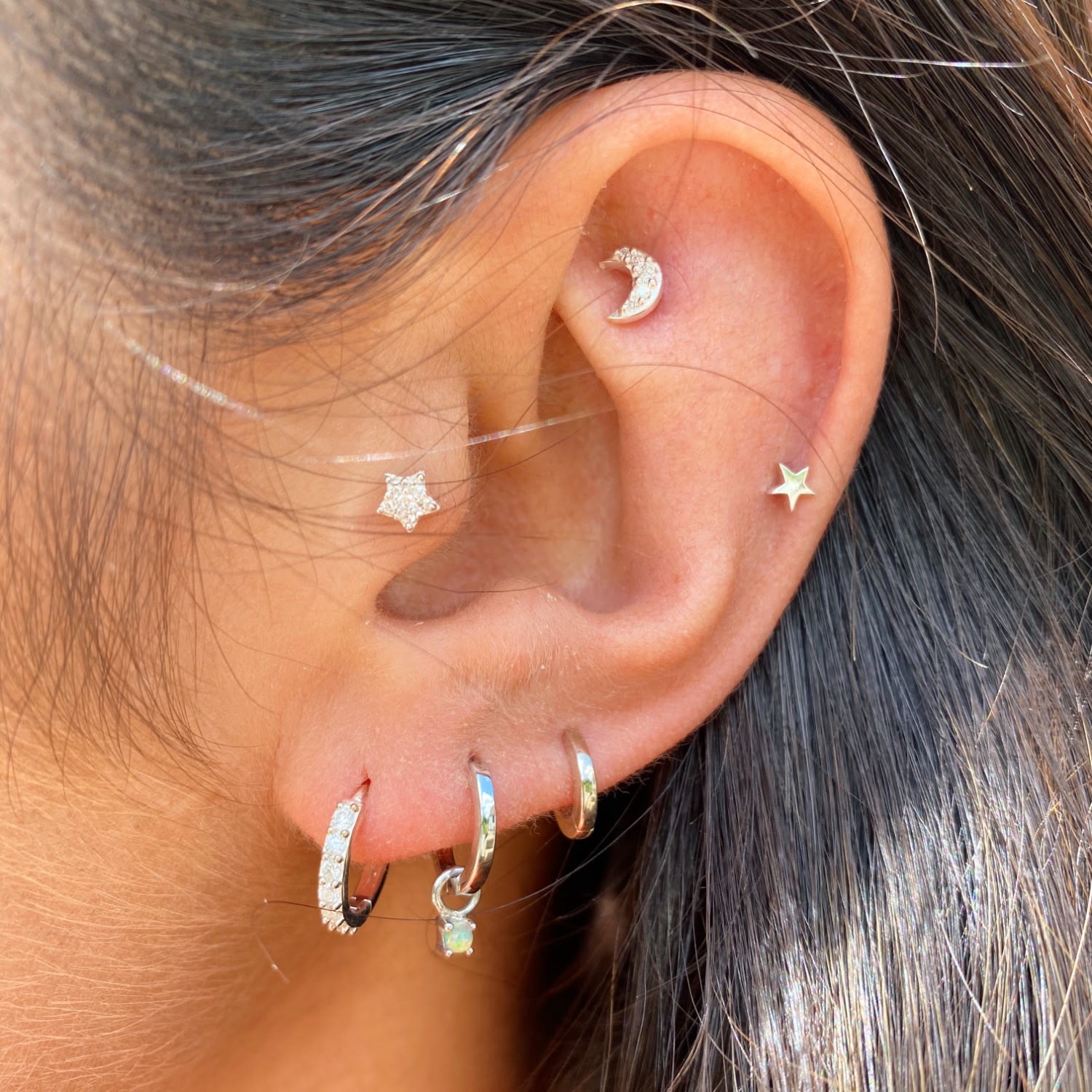 Teeny Wide Huggie Hoop Earring Sterling Silver