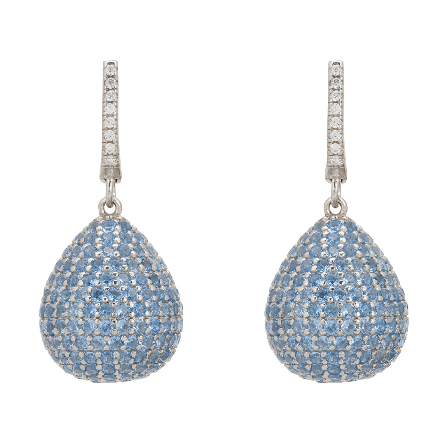 Valerie Pear Drop Gemstone Earrings Silver Ice Blue Cz