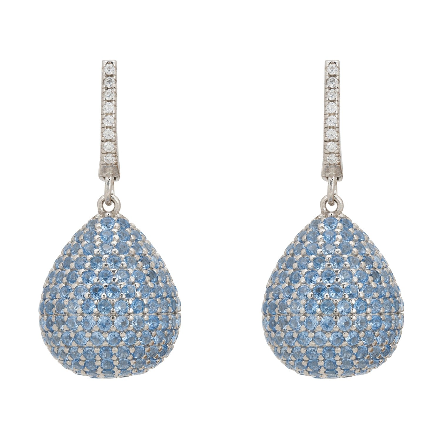 Valerie Pear Drop Gemstone Earrings Silver Ice Blue