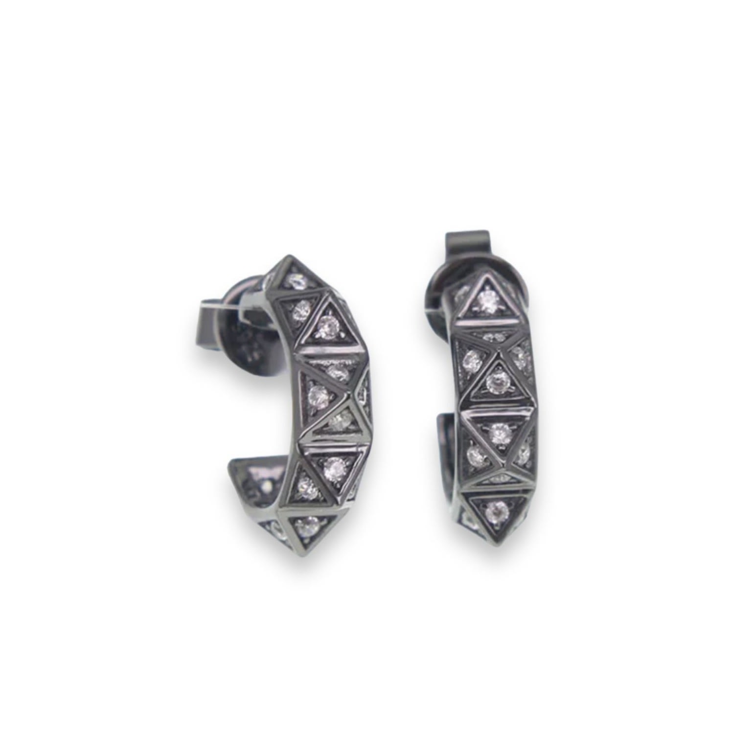 Ayla Huggie Hoop Earrings Black Rhodium