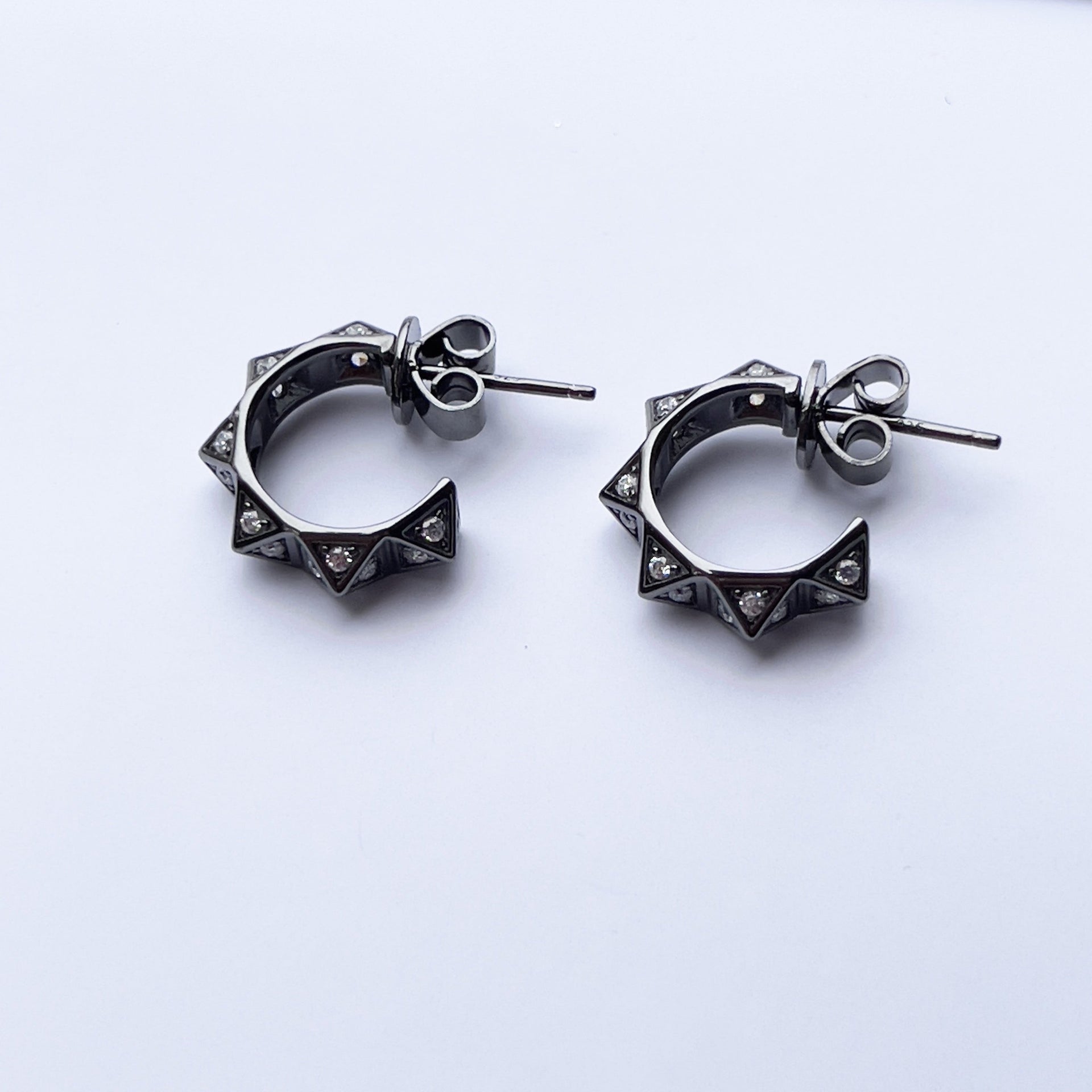 Ayla Huggie Hoop Earrings Black Rhodium