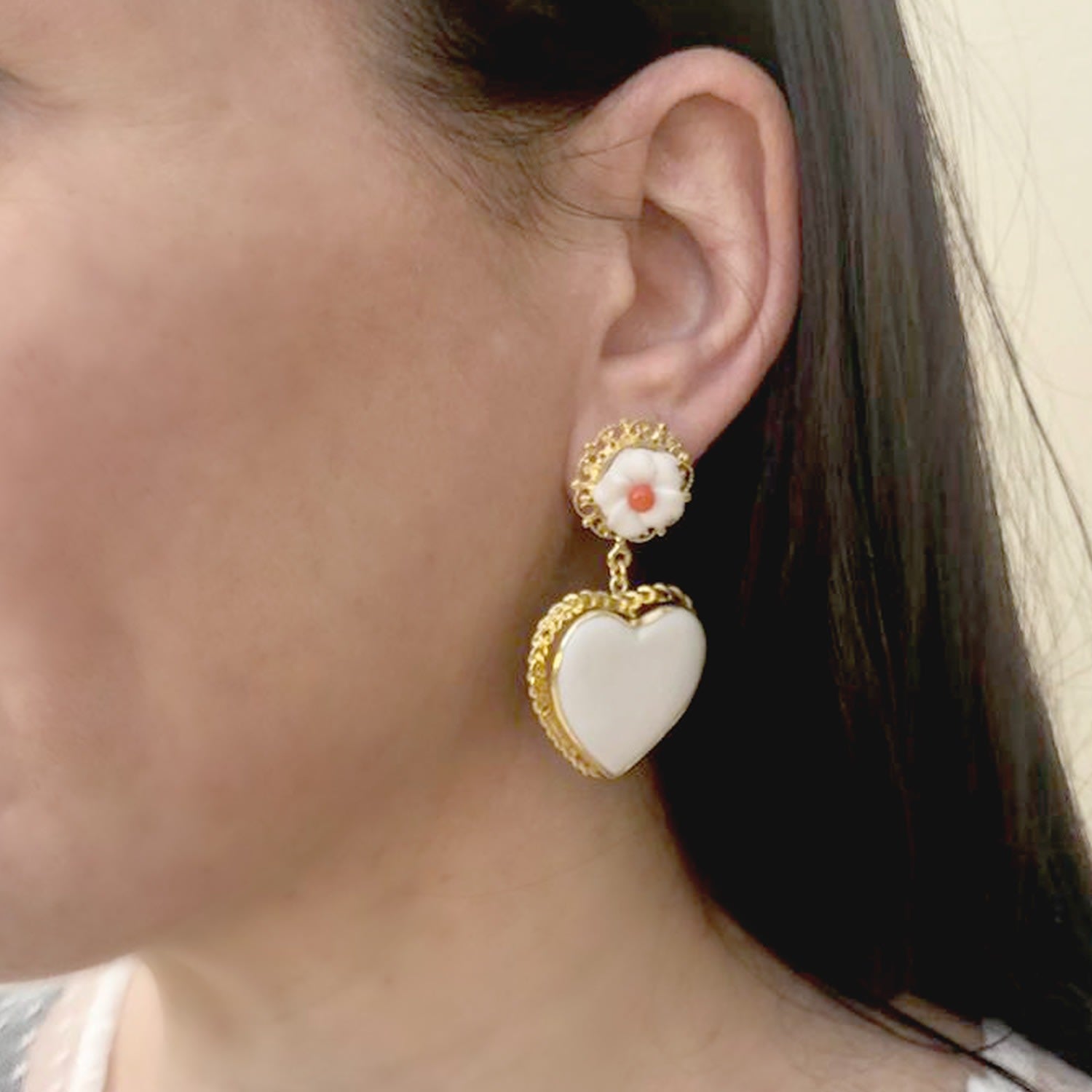 Be My Lover Porcelain & Coral Earrings