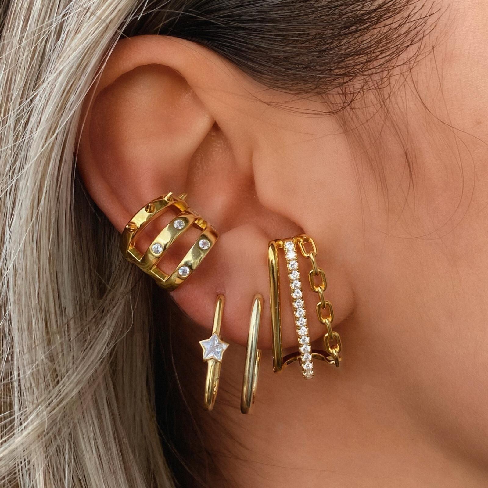 Oval Rectangular Sterling Silver Hoop Earring - Rose Gold