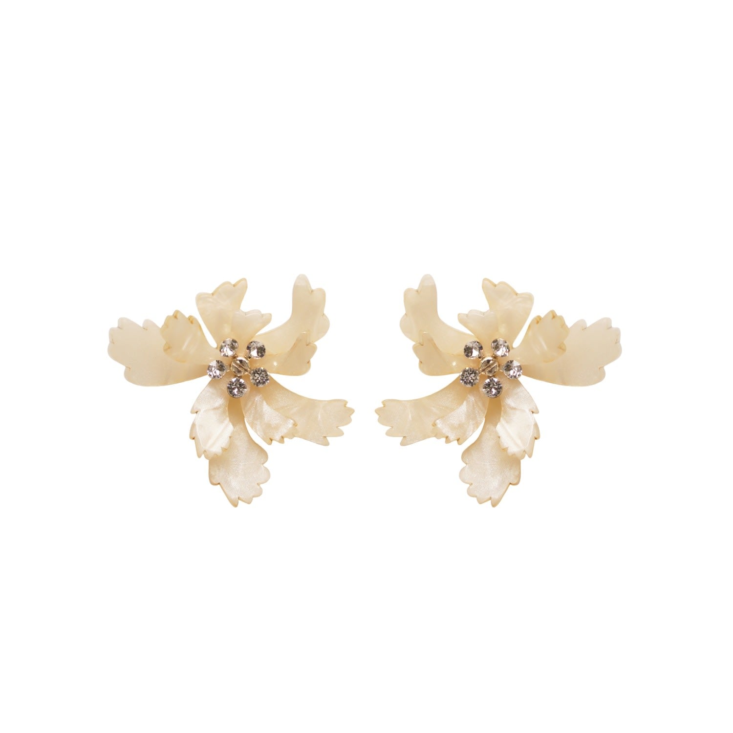 Acrylic Handmade Earring Flower Bee - Neutrals