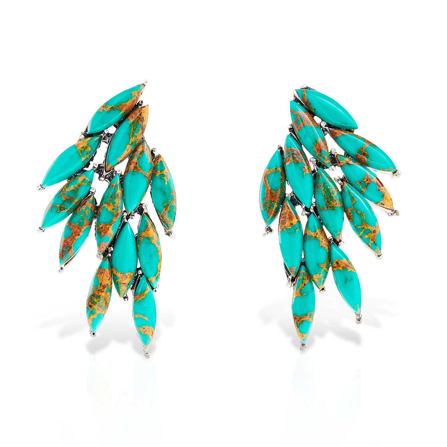 Azael Curaçao Earrings Green Copper Turquoise, Sterling Silver