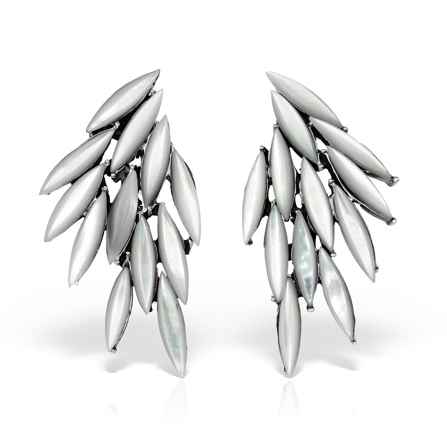 Azael Wing Earrings, Mother Of Pearl In Sterling Silver