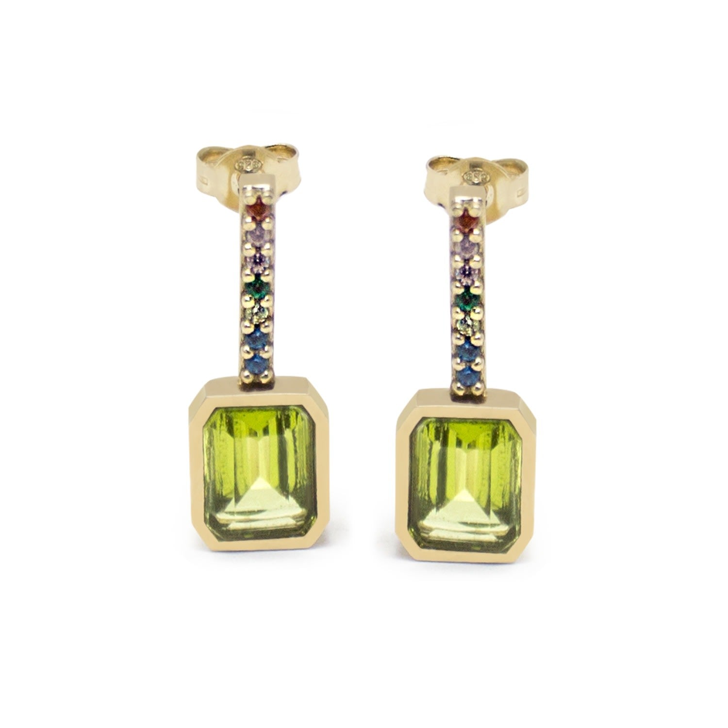 Luccichio Gold Vermeil Peridot Rainbow Earrings