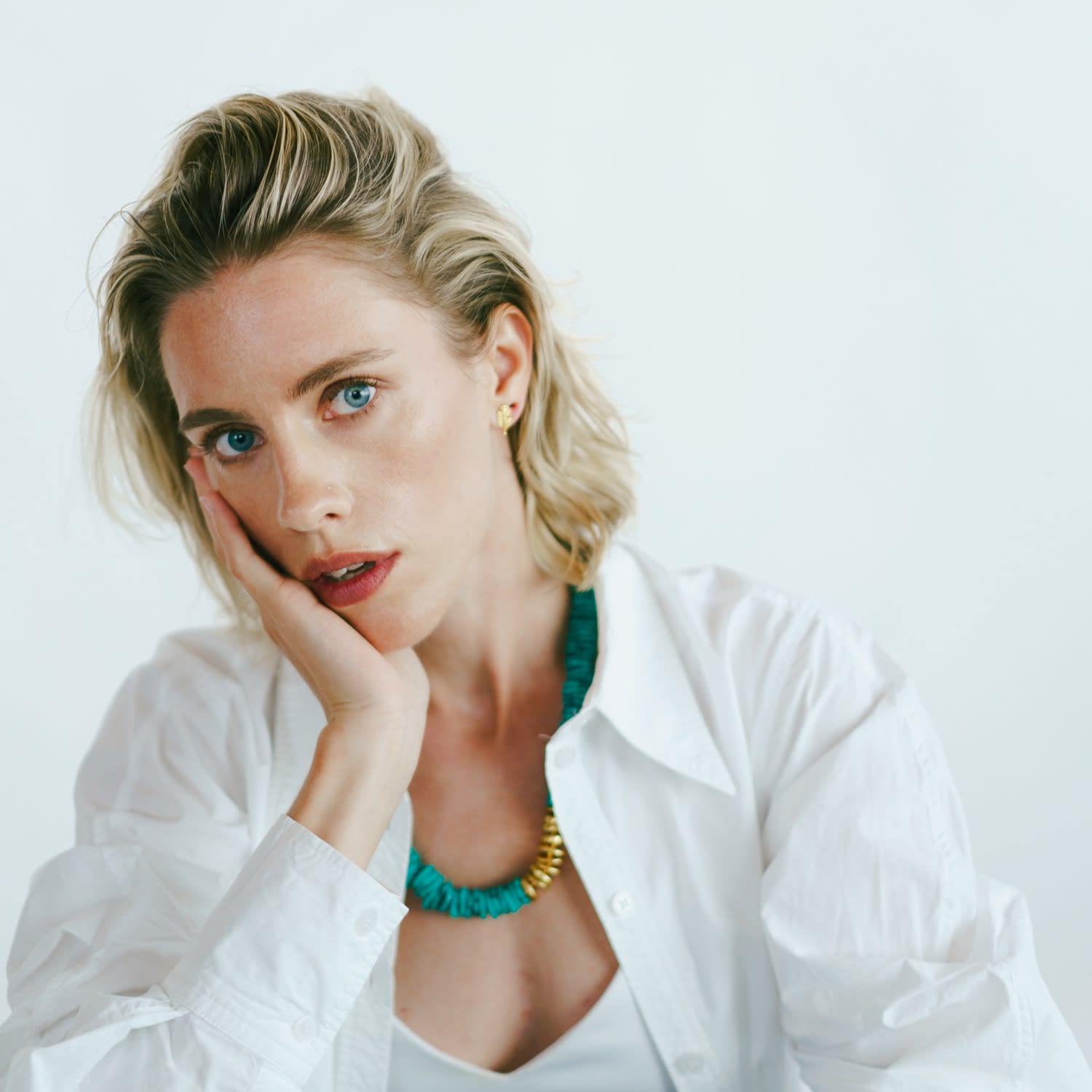 Azur - Arizona Turquoise Beaded Necklace With 24K Plated Beads