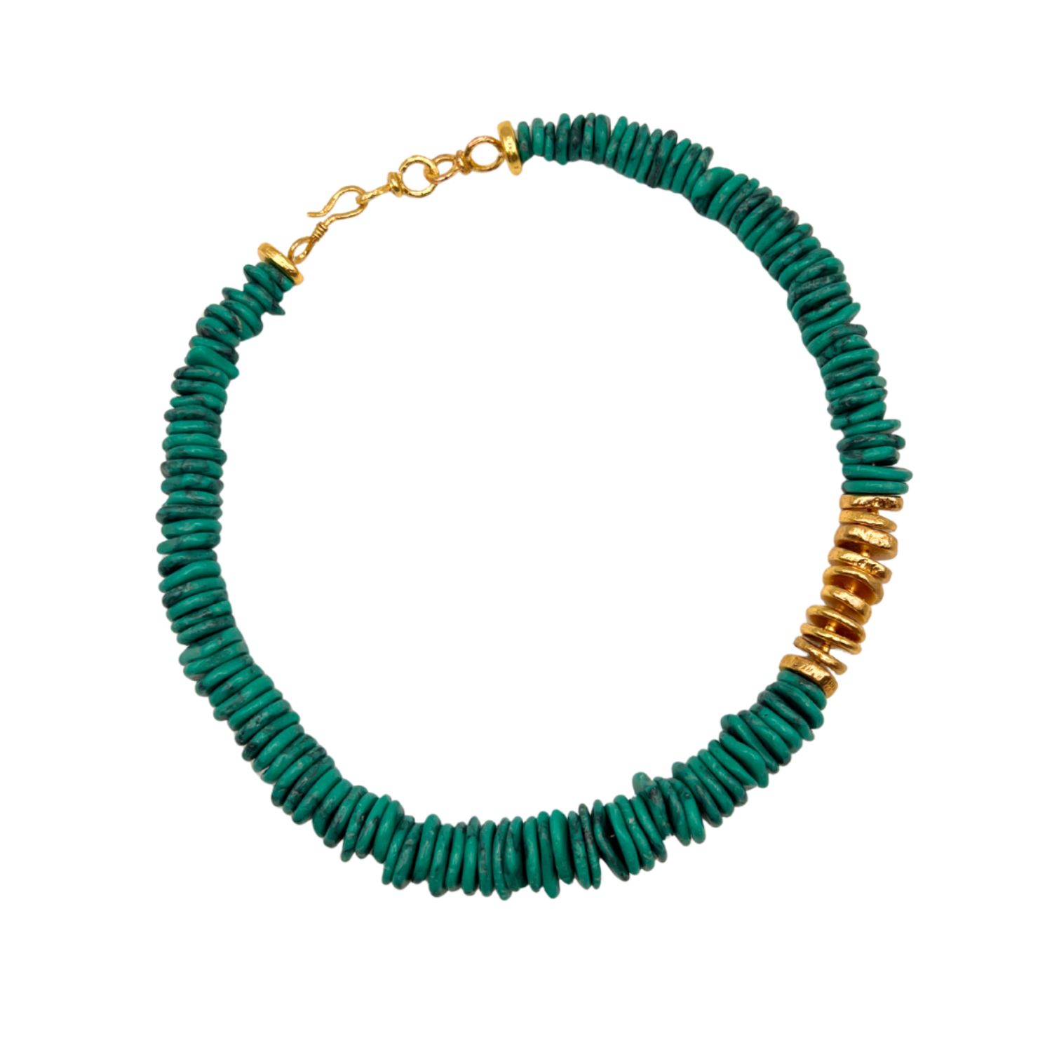 Azur - Arizona Turquoise Beaded Necklace With 24K Plated Beads