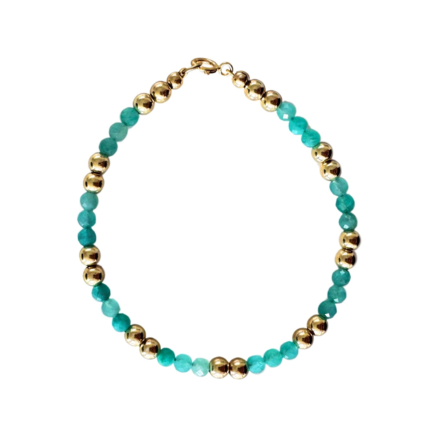 Amazonite Gold Bead Bracelet