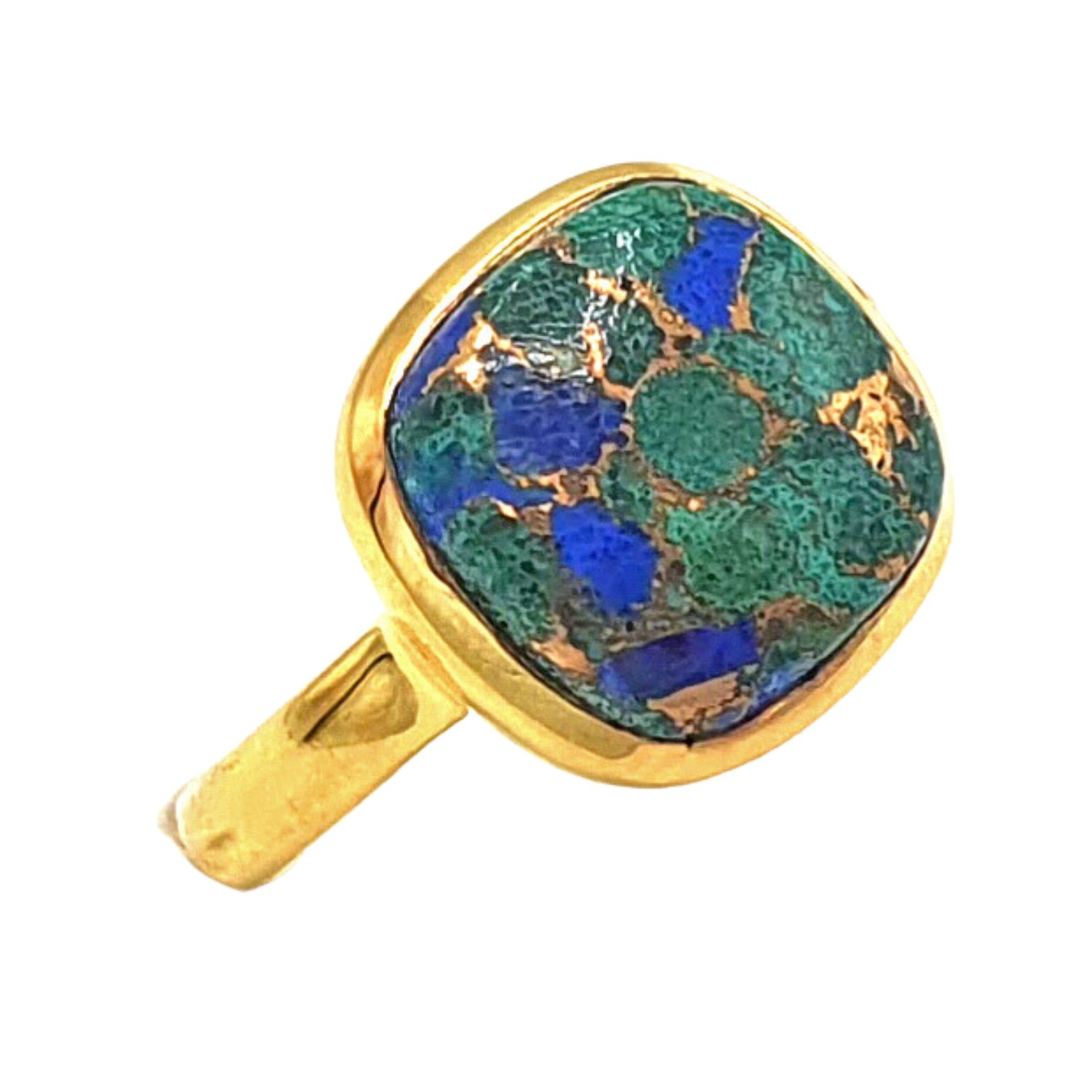 Azurite And Malachite Unique Gemstone Crystal Stacking Ring