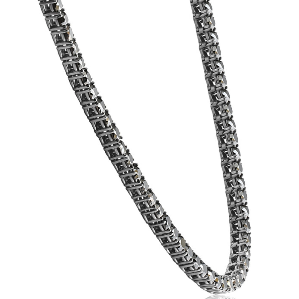 27.88Ct TW Black Diamond Tennis Necklace 18' 14k Black Gold