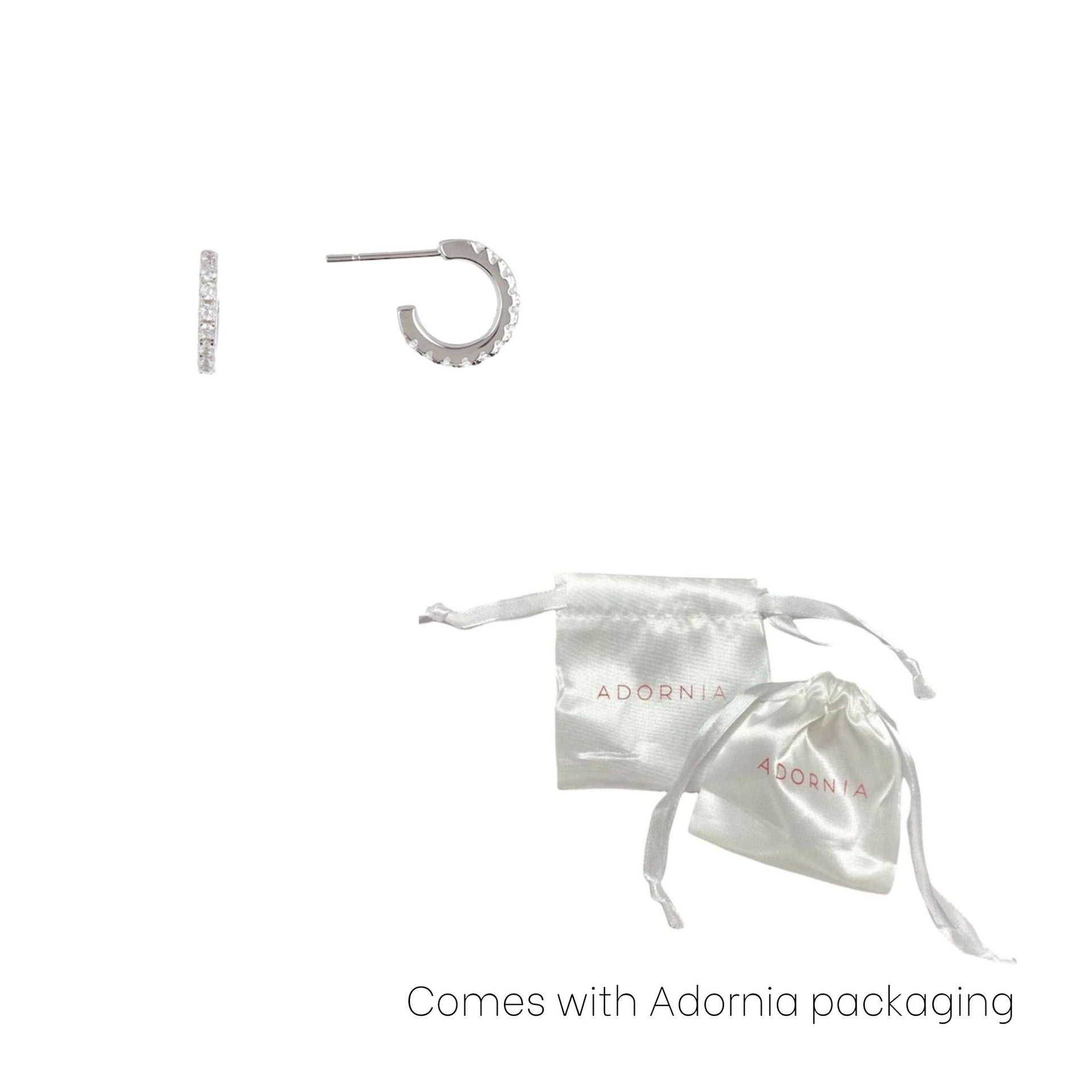 Adornia Crystal Huggie Hoop Earrings silver