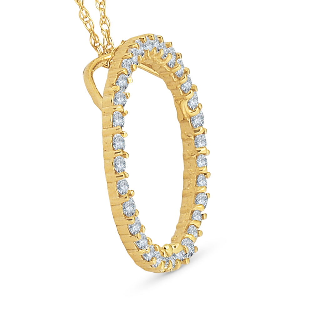 1/2 CT Circle Of Life Lab Grown Diamond Pendant Yellow Gold Necklace