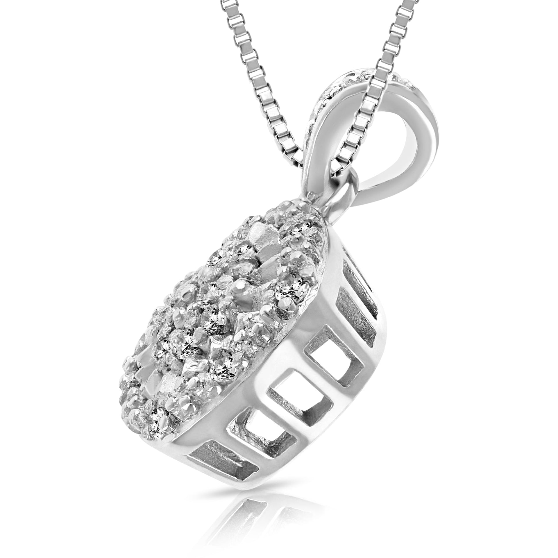1/10 cttw Diamond Pendant Necklace .925 Sterling Silver with 18 Inch Chain