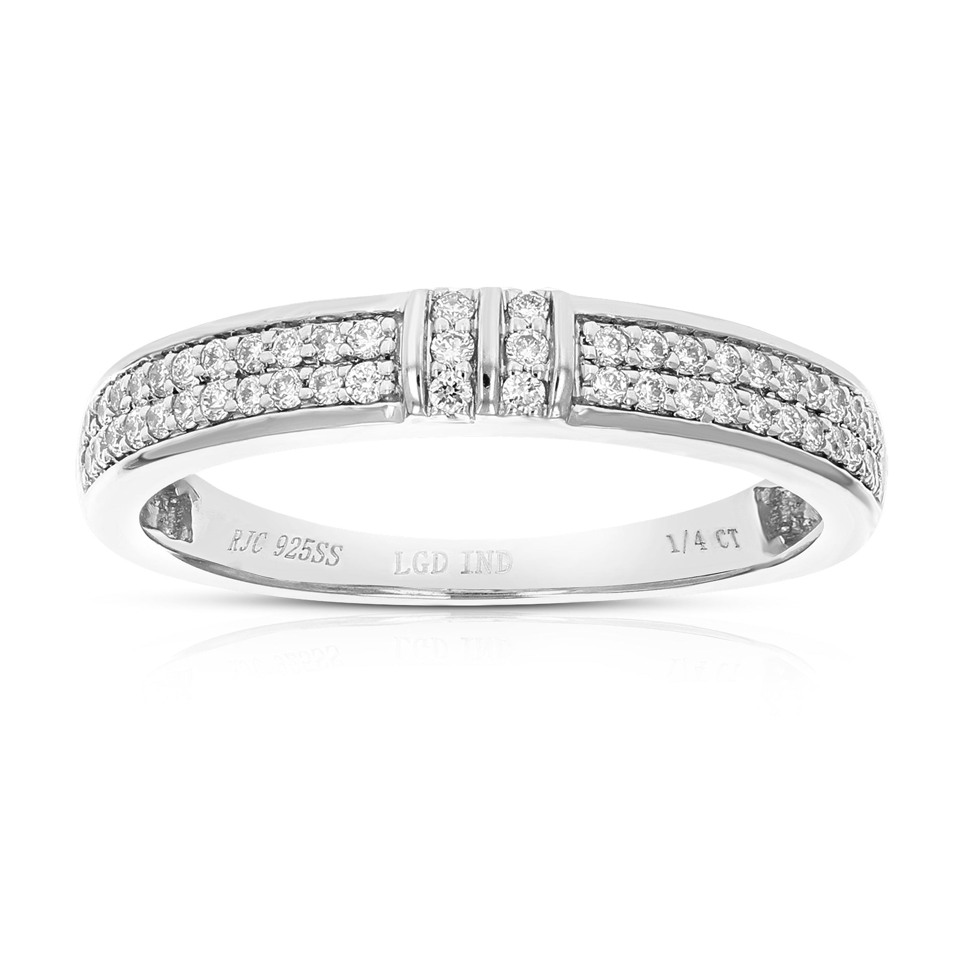 1/5 cttw Round Cut Lab Grown Diamond Wedding Band For Women .925 Sterling Silver Prong Set