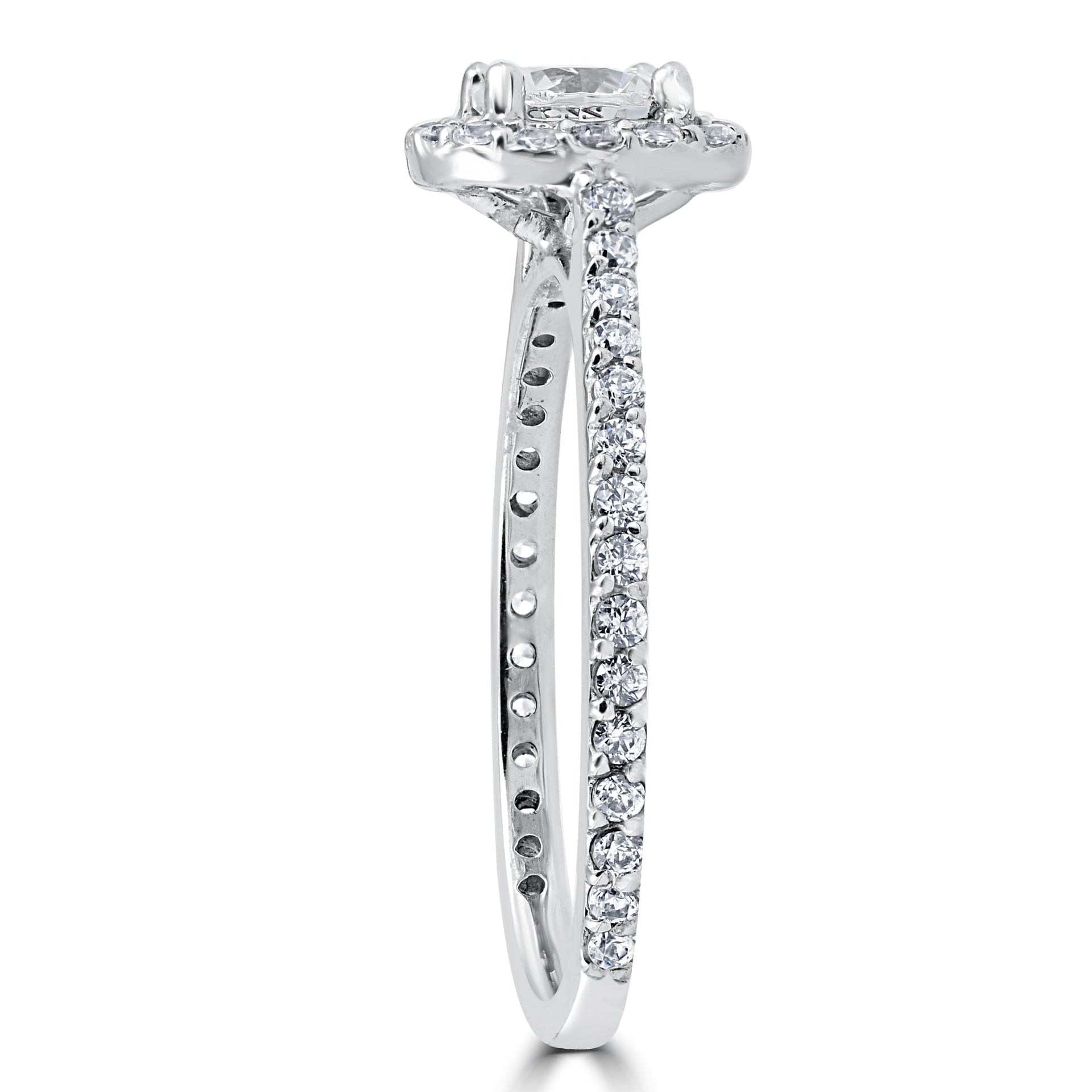 Platinum 1 1/5ct TDW Cushion Halo Round Diamond Engagement Ring