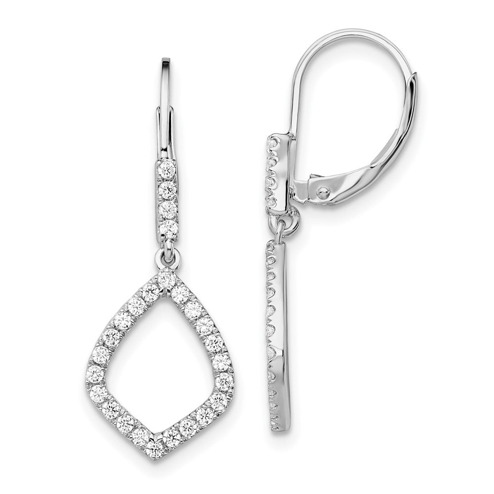 14K White Gold 1/2 CT Lab Grown Diamond Teardrop Leverback Earrings VS Clarity G-H Color