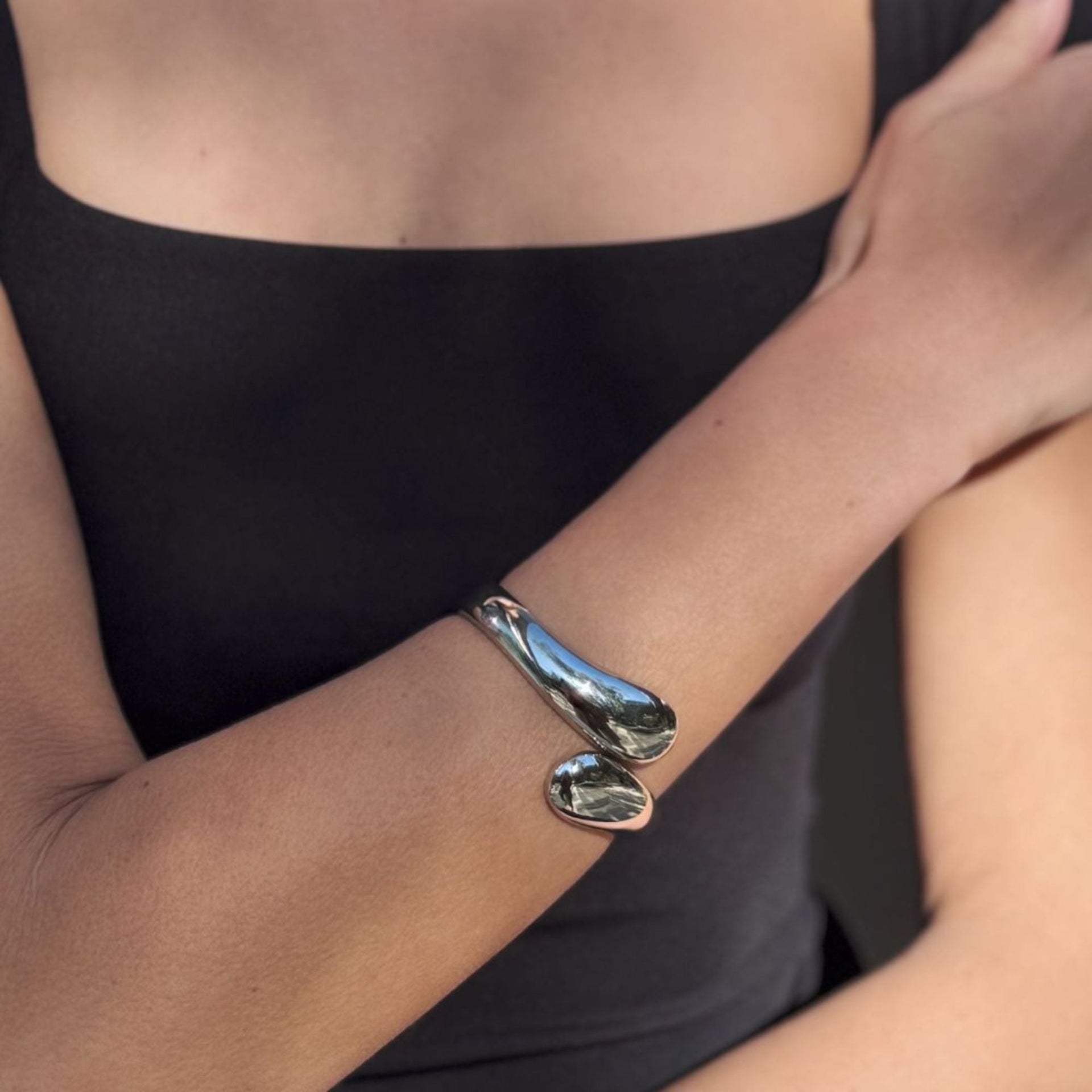 Silver Plated Overlapping Cuff