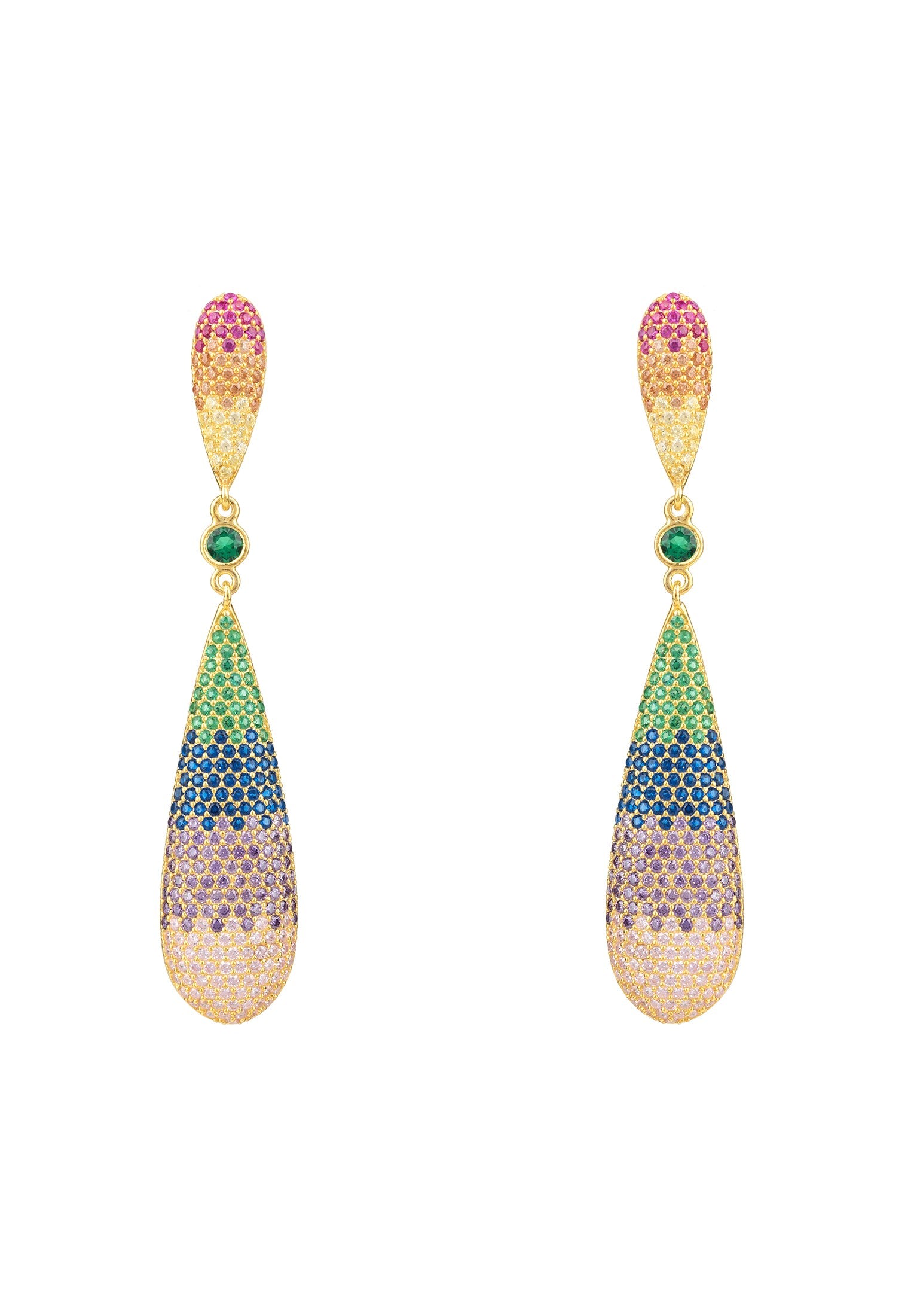 Latelita Coco`s Long Drop Earrings Rainbow Gold