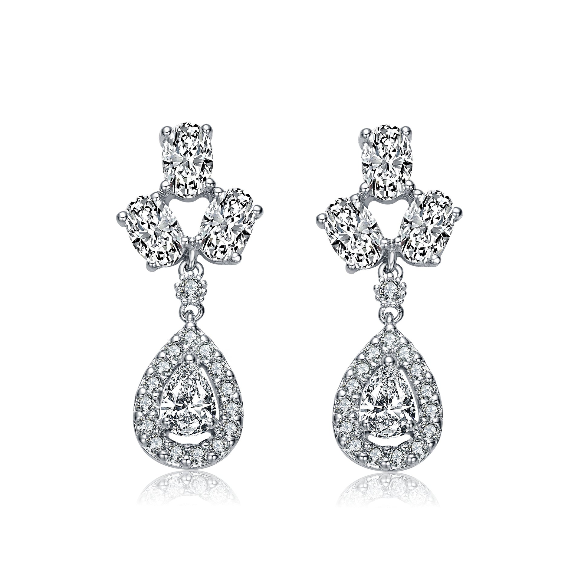 Sterling Silver Multi Shaped Cubic Zirconia Accent Drop Earrings