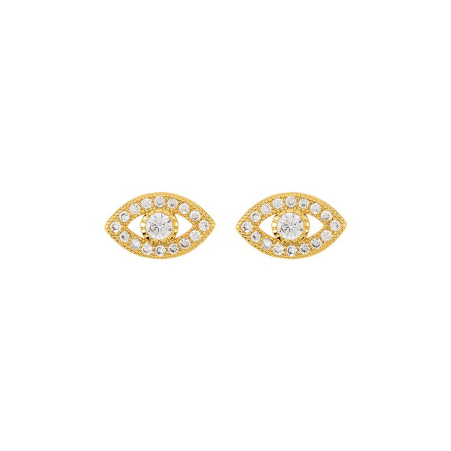 Adornia Crystal Evil Eye Studs gold