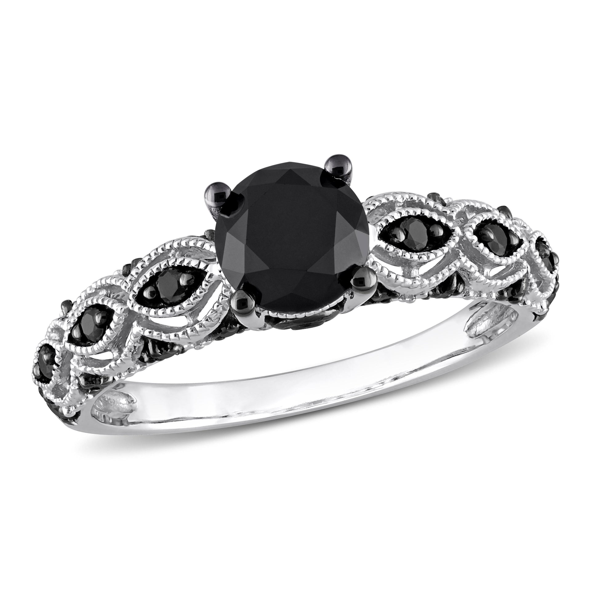 1 1/4 ct TW Black Diamond Engagement Ring in 10k White Gold