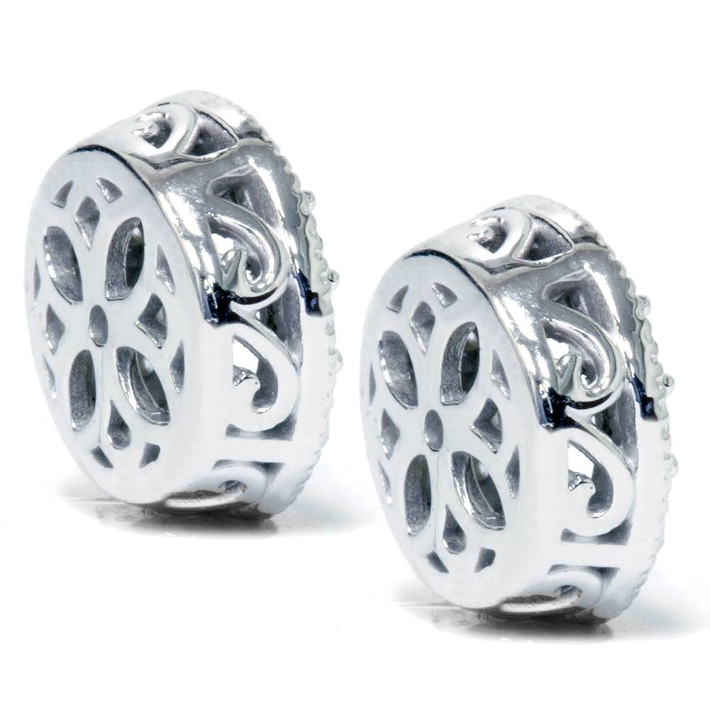 1/2 CT Halo Diamond Earring Jackets 14K White Gold (2-5mm)