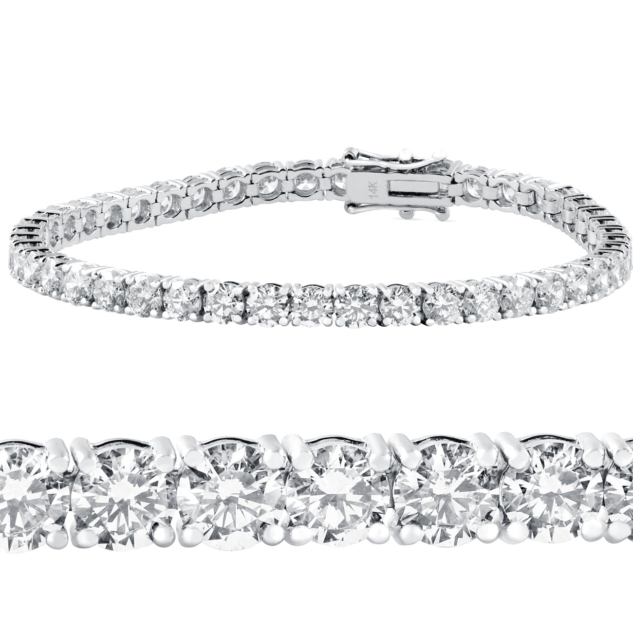 10 ct Diamond Tennis Bracelet 14k White Gold 7' Double Lock Clasp