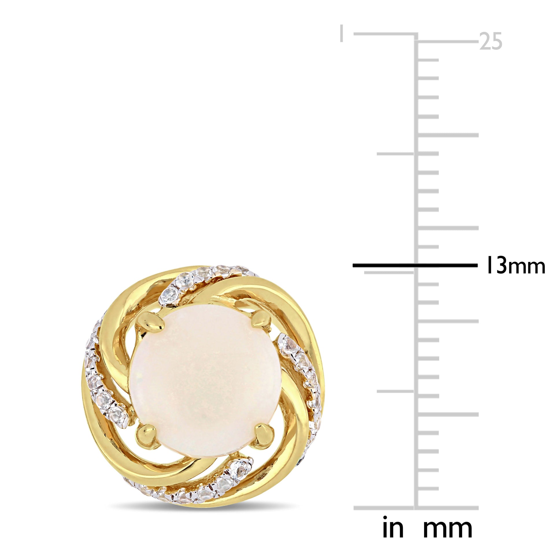 2 3/4 CT TGW Opal White Topaz Interlaced Swirl Halo Stud Earrings in Yellow Plated Sterling Silver