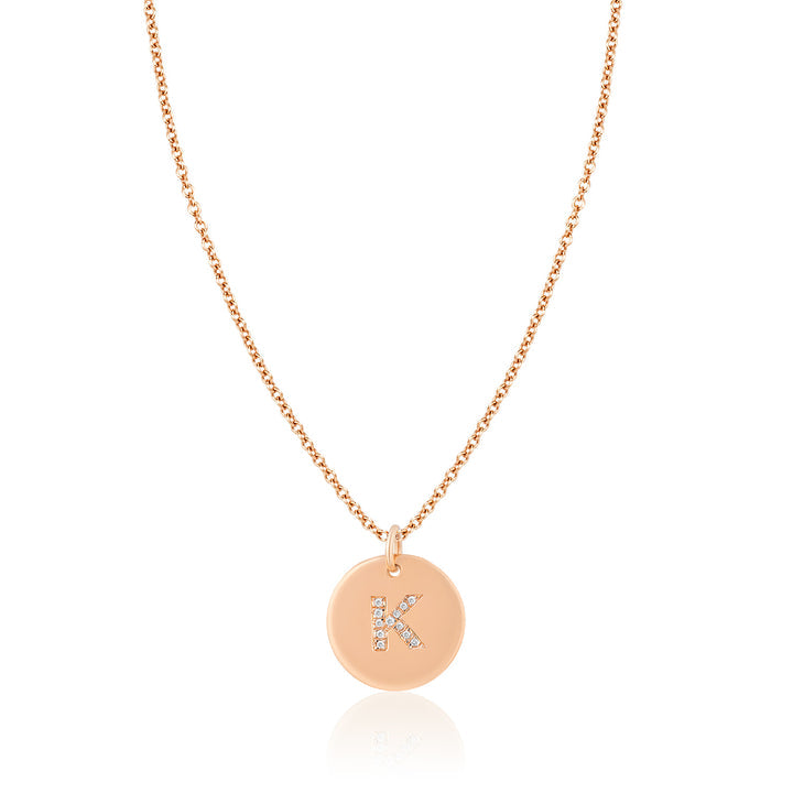 Diamond Letter Disc Gold Bale Necklace