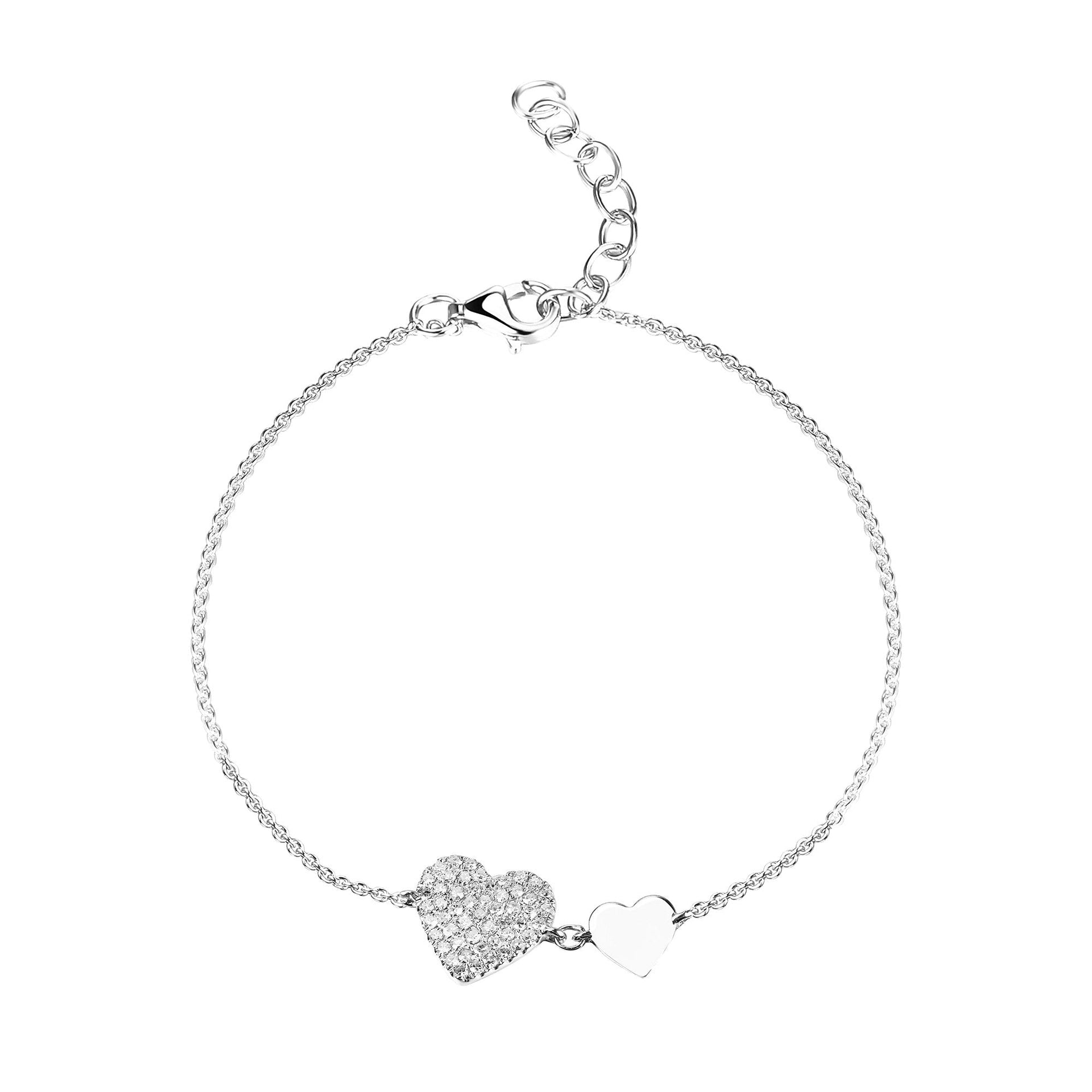 14k Gold & Diamond Heart Bracelet