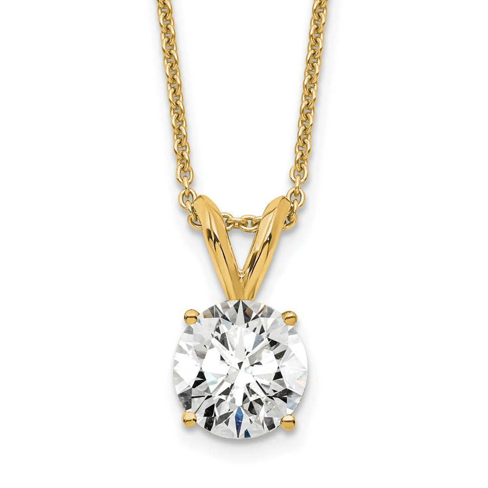 14k Gold 3/4 CT Round Lab Grown Diamond Solitaire Pendant Necklace 18' Clarity VS Color G-H