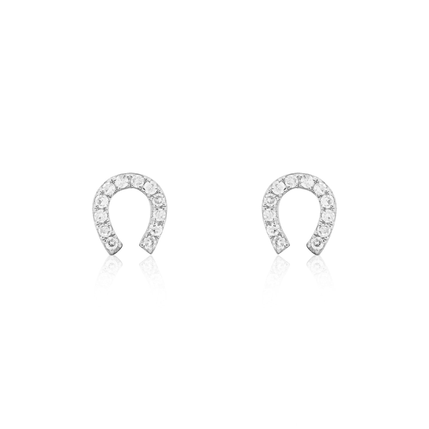 Mini Diamond Horseshoe Stud Earrings