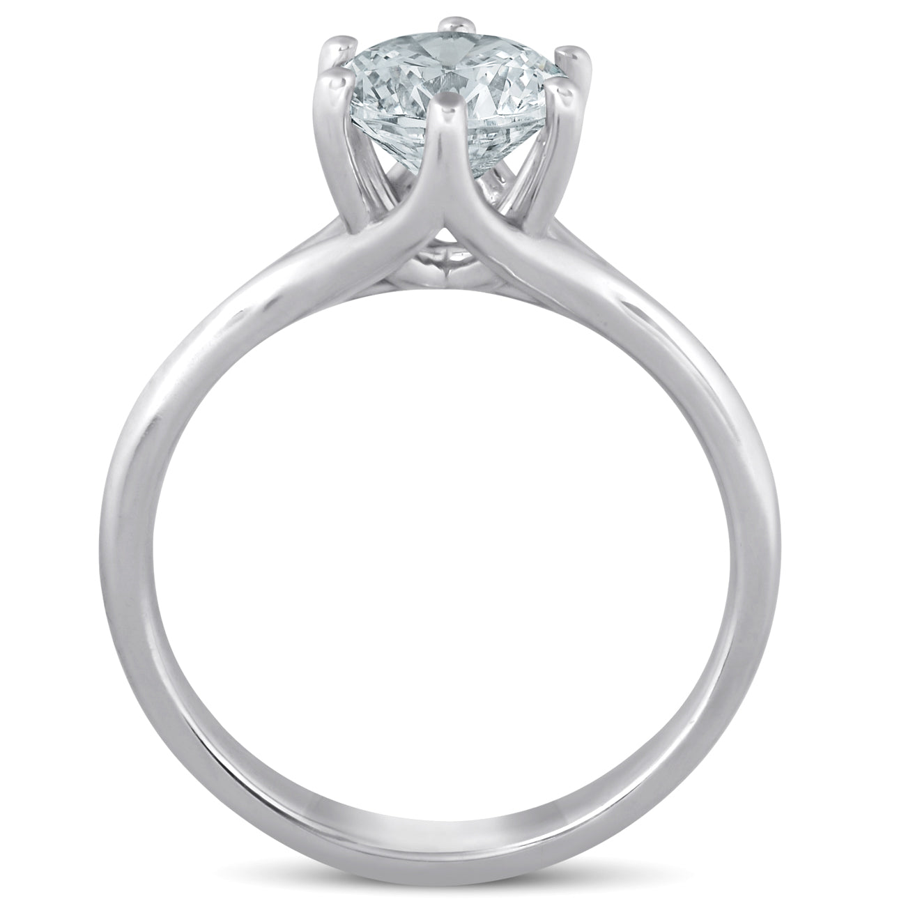 1 Ct Round Diamond Engagement Six Prong Solitaire Ring 14k White Gold Enhanced