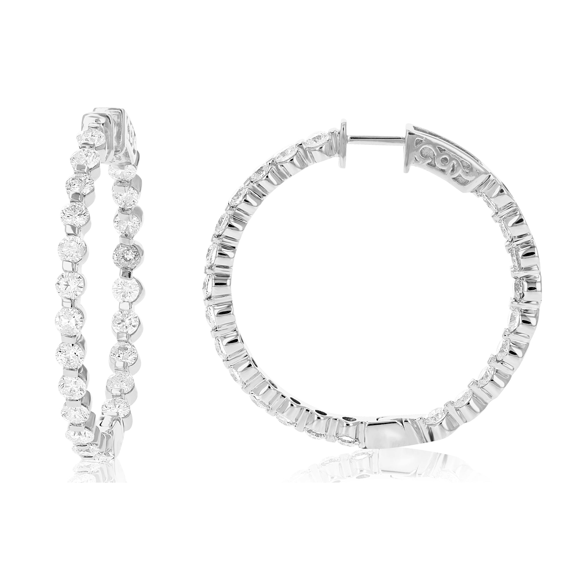 4 cttw Diamond Inside Out Hoop Earrings in 14K White Gold