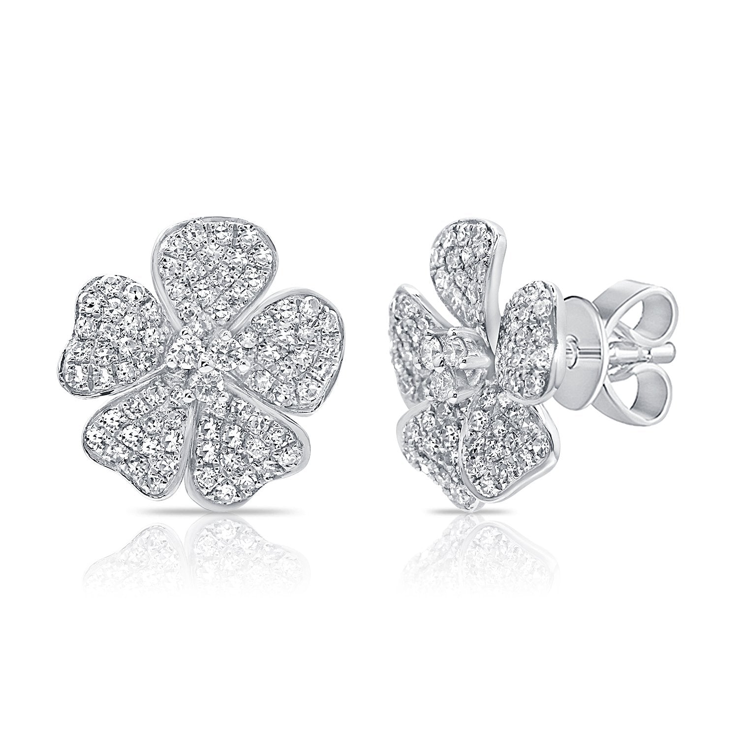 14k Gold & Diamond Flower Earrings