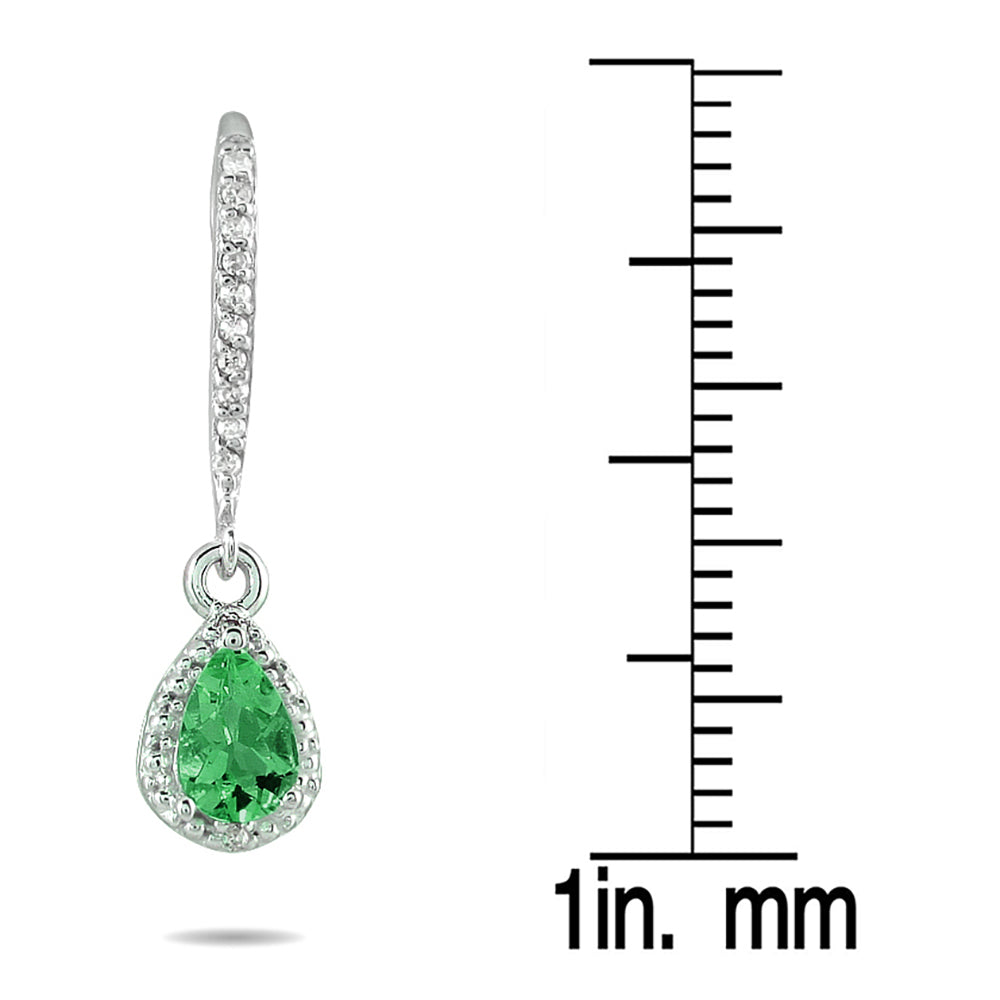 Emerald And Diamond Dangle Earrings In 10K