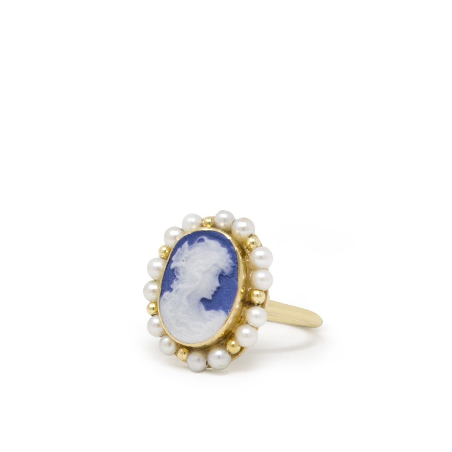 Little Lovelies Gold-Plated Blue Cameo Pearly Ring