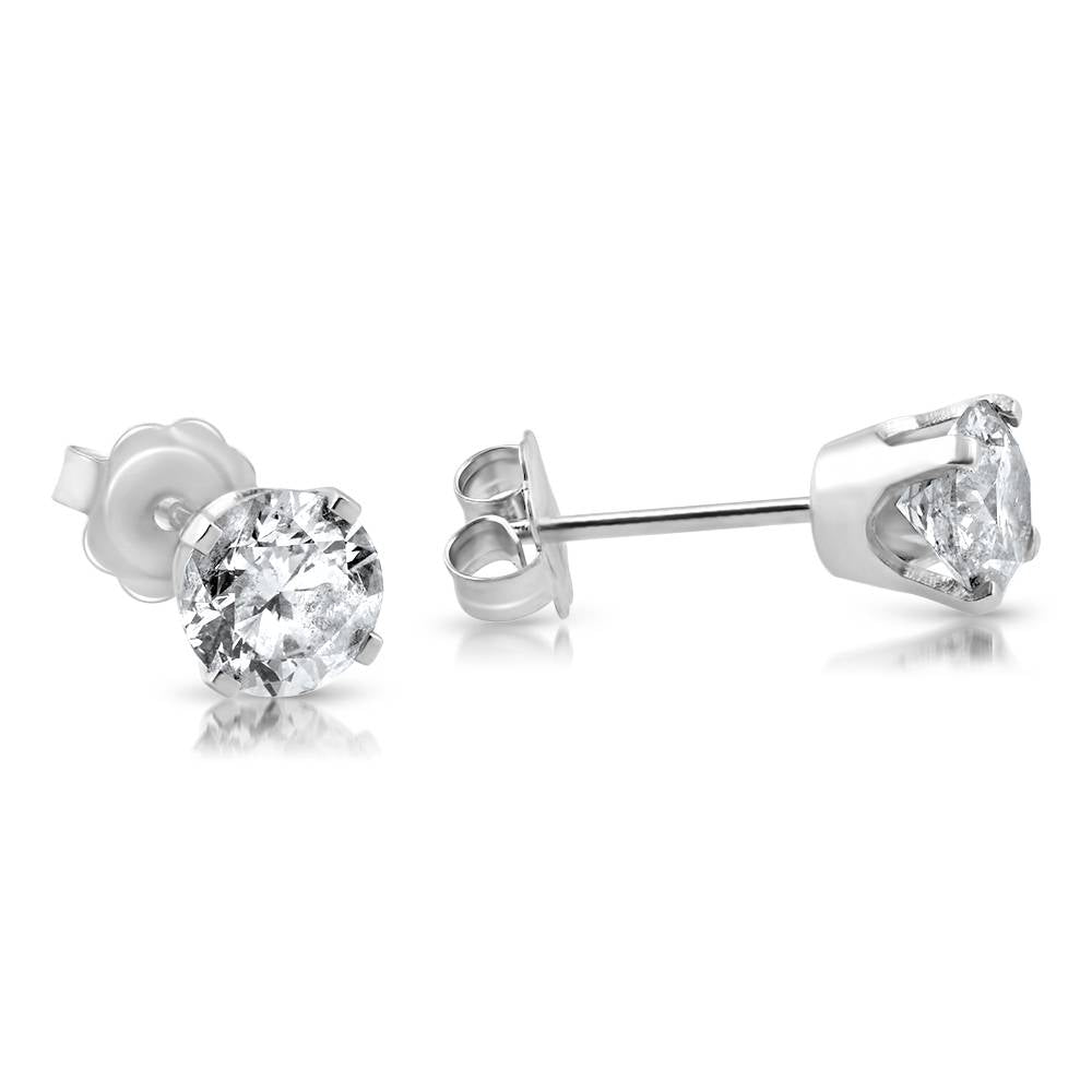 1/4ct Diamond Stud Earrings 14K White Gold
