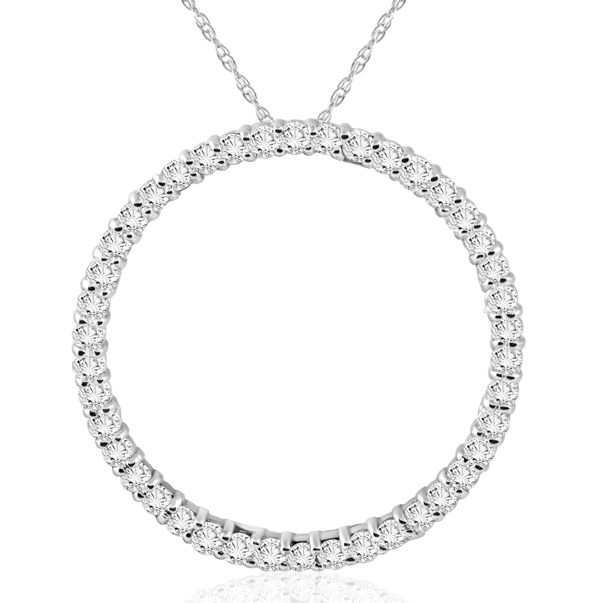 3/4ct Circle Diamond Pendant 14K White Gold Lab Grown