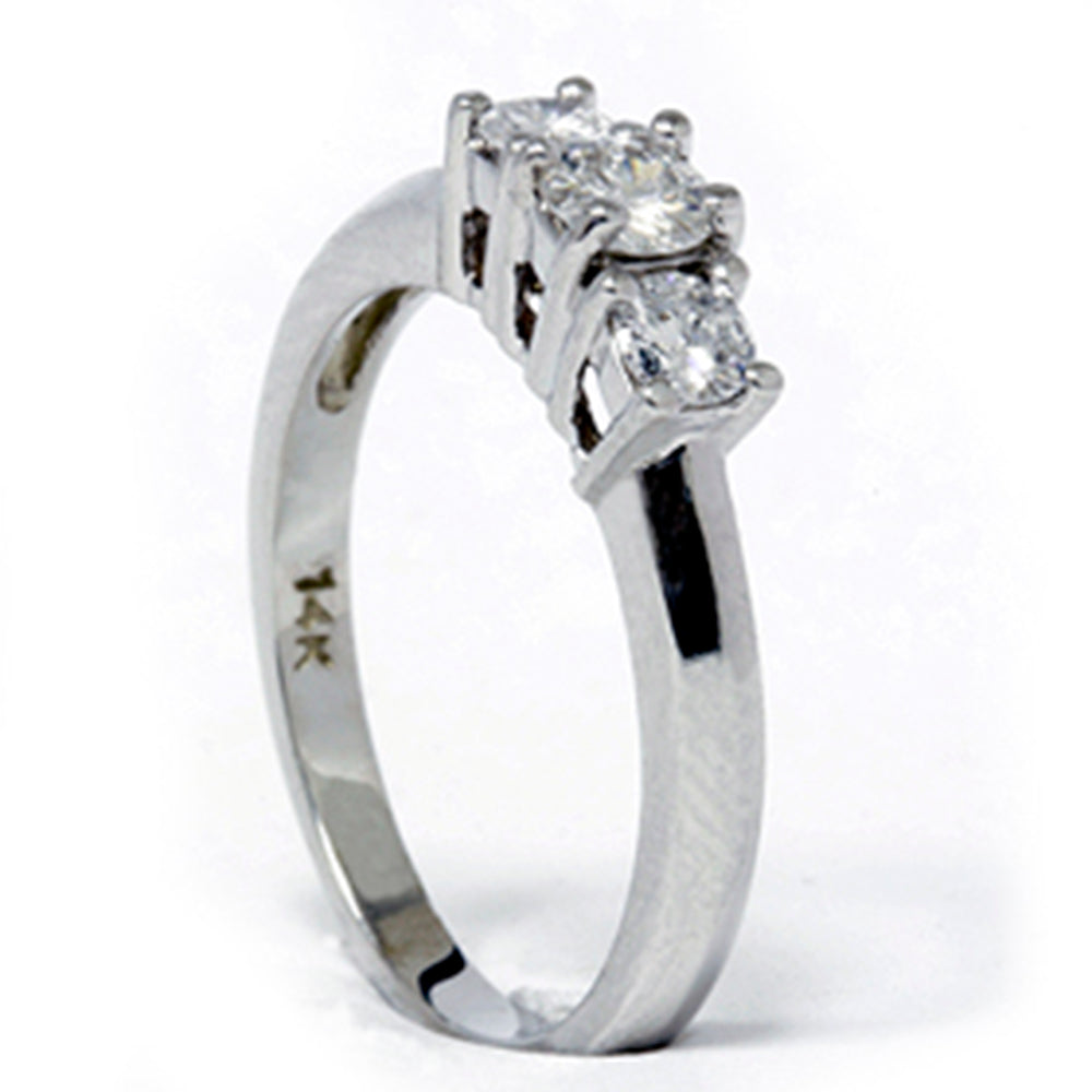 1/2 CT Three Stone Diamond Ring 14K White Gold