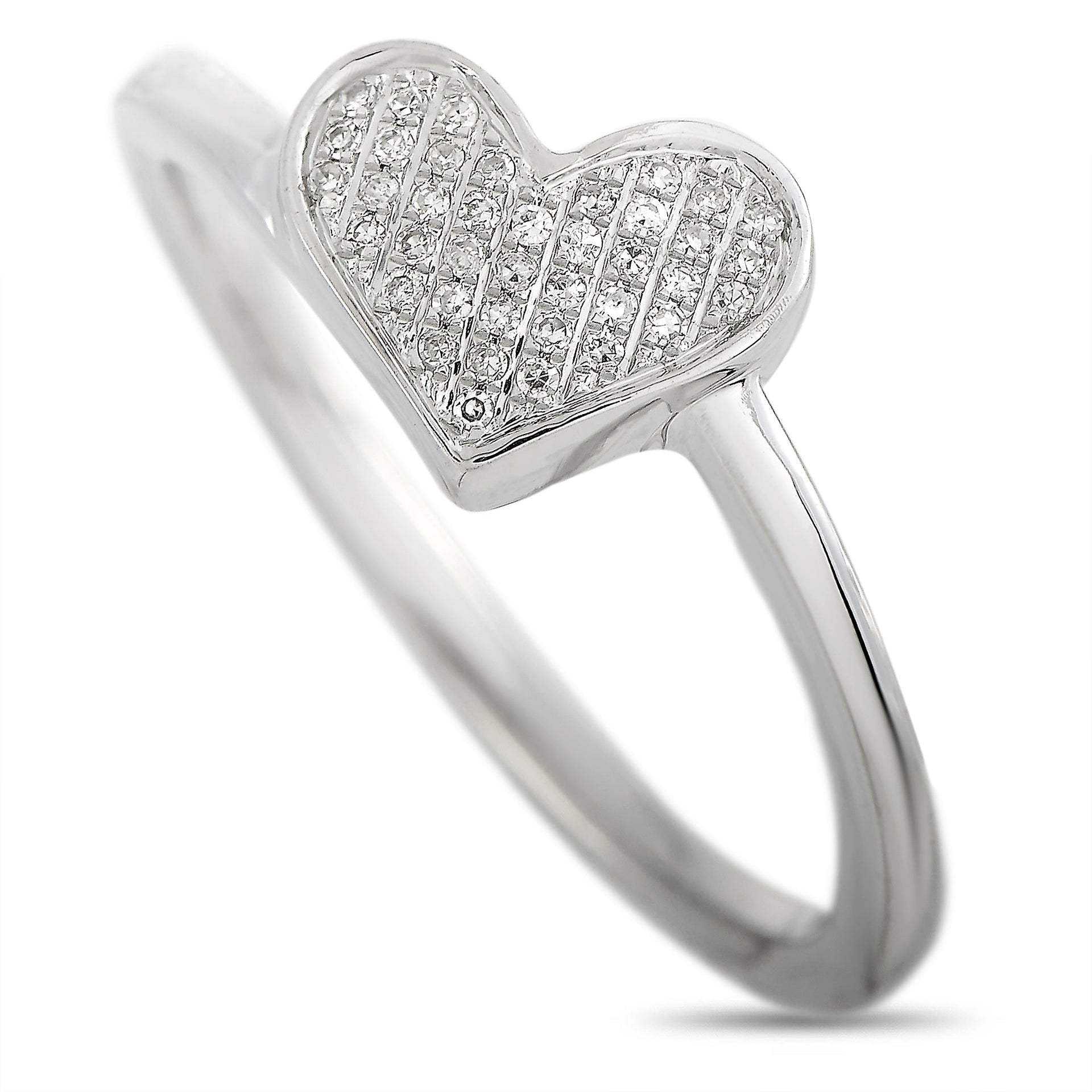 14K White Gold 0.09 ct Diamond Heart Ring