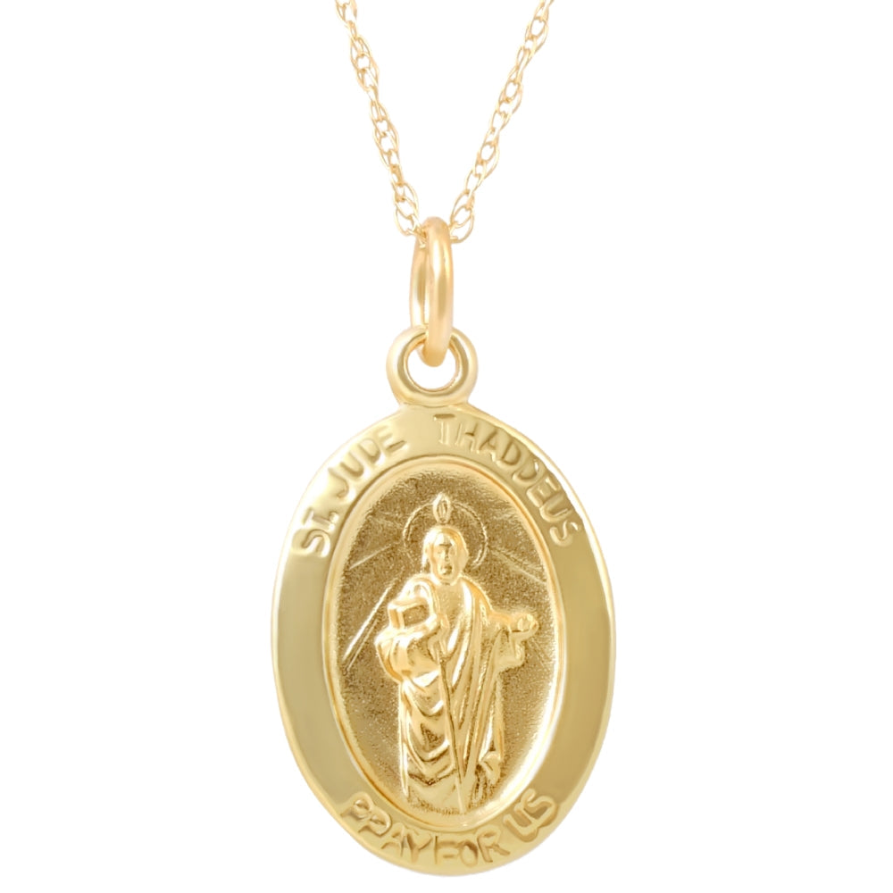 14k Yellow Gold St. Jude Thaddeus Medal Pendant 1 Gram 17mm tall