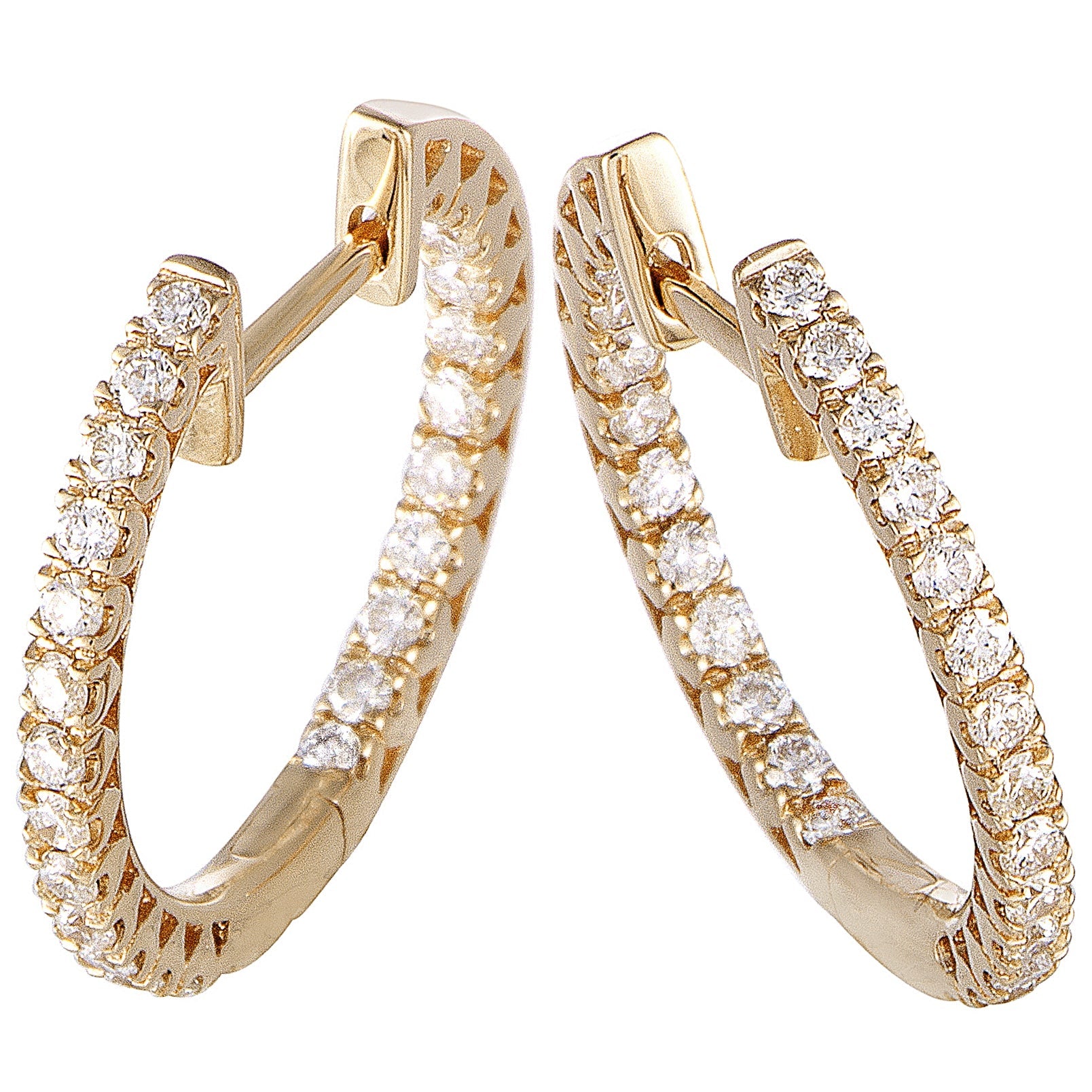 LB Exclusive 14K Yellow Gold 0.66ct Diamond Inside-Out Hoop Earrings